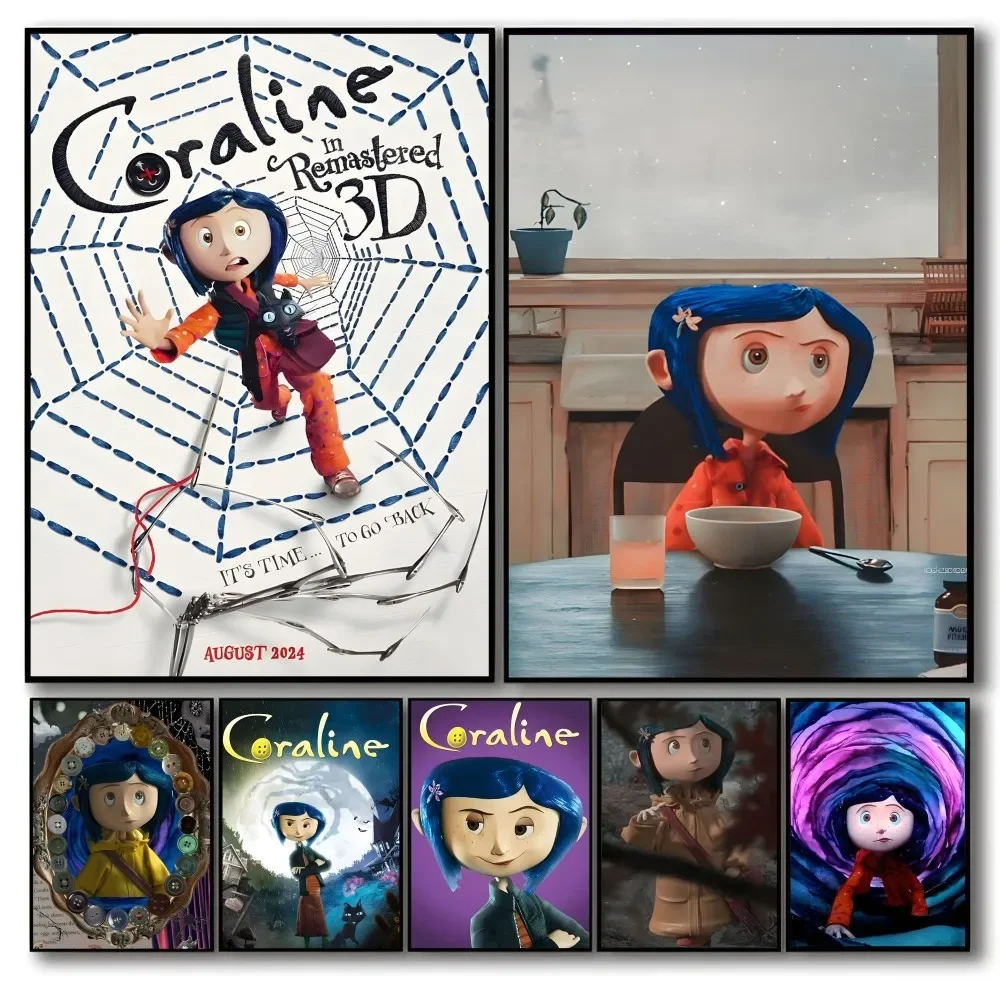 Anime Movie Coraline Self-adhesive Art Waterproof Paper Sticker Coffee House Bar Room Wall Decor