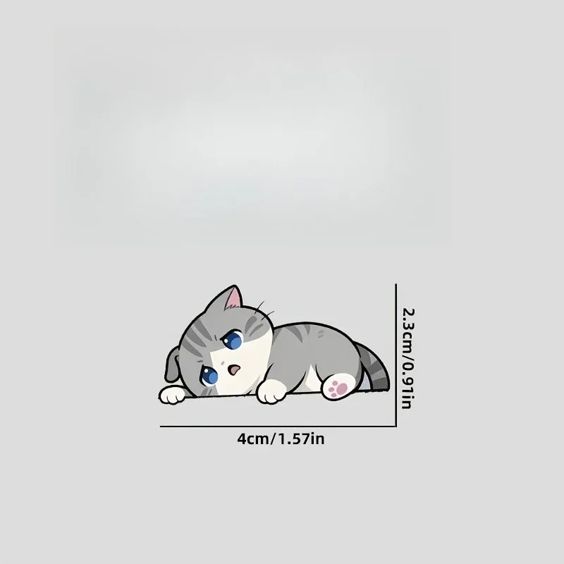 Cute Lying Cat Vinyl Decal Sticker, Waterproof Cartoon Stickers for Car Rearview Mirror Motorcycle Helmet Custom Styling Decor