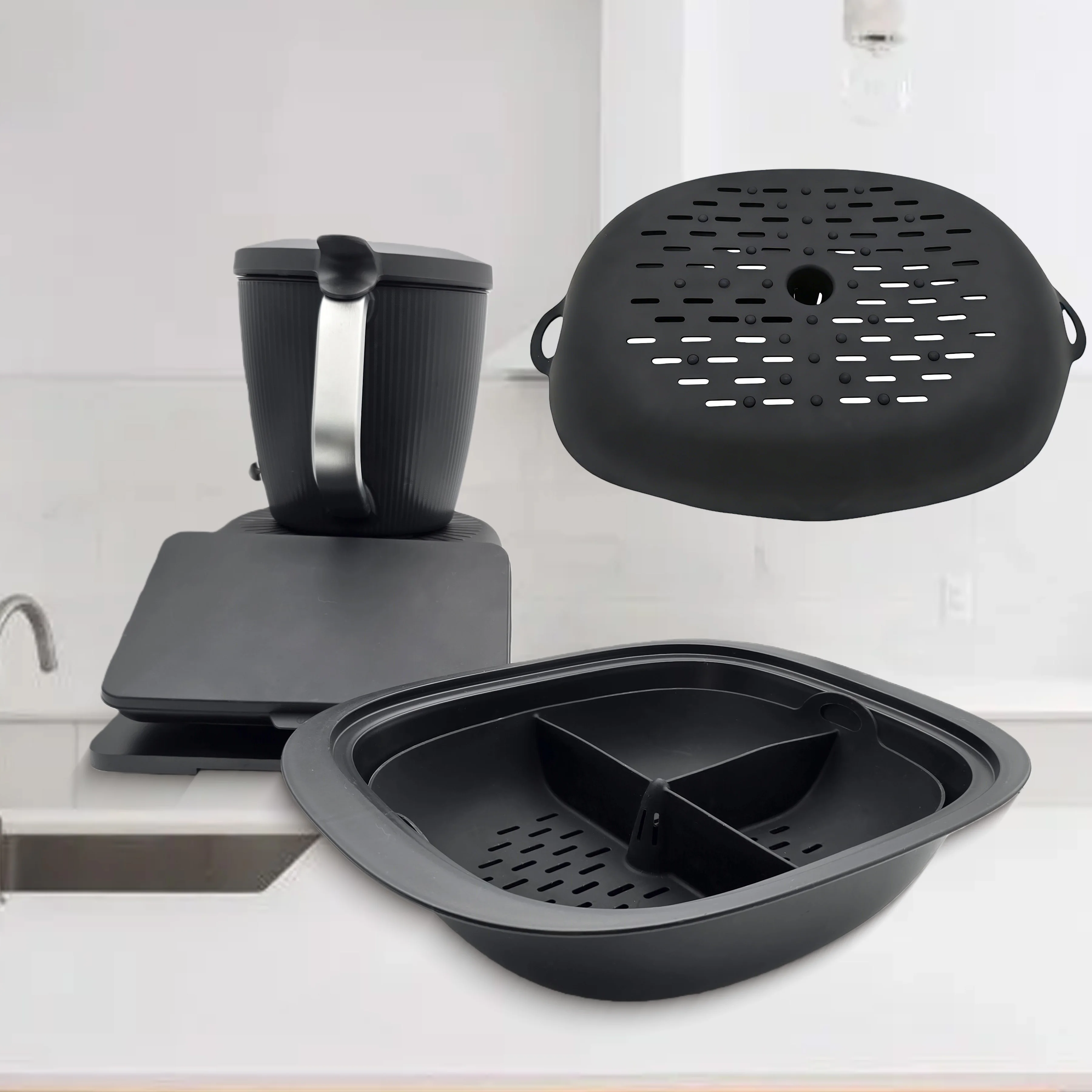 Divided Silicone Steamer Insert – Two-Zone Tray product image
