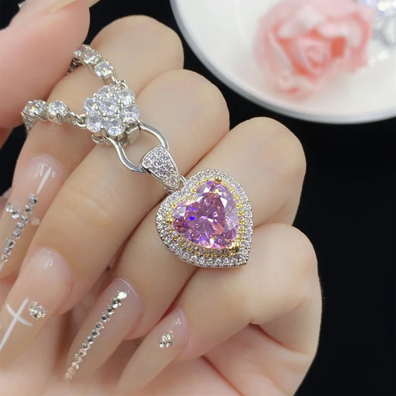 

Звездное небо в форме сердца с розовым цирконом, трехсекционное открытое кольцо с бриллиантами для женщин, элегантный комплект серег с подвеской