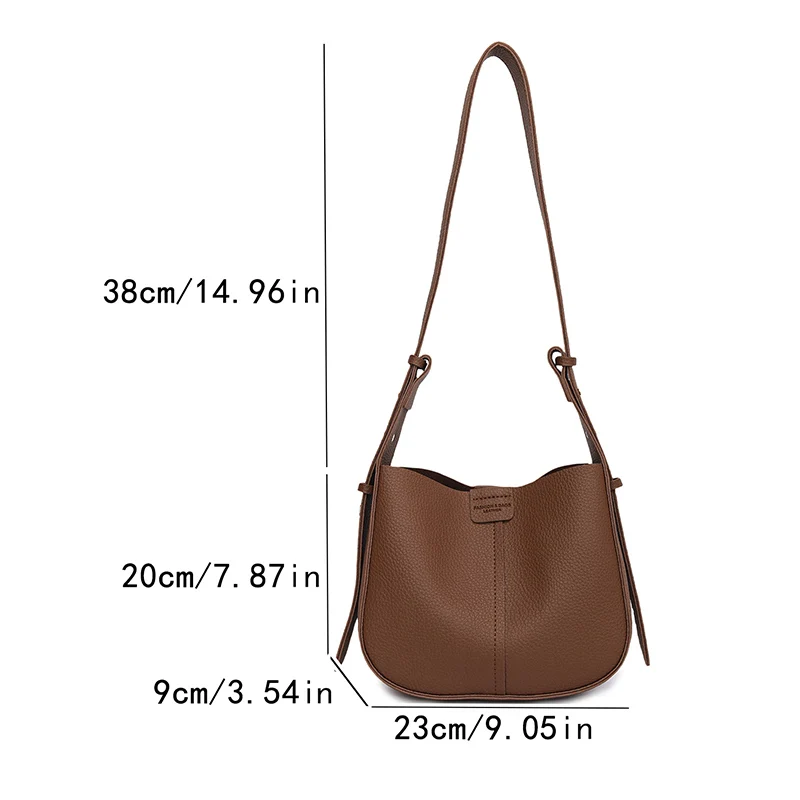 Women\'s Child-mother Bags PU Leather Adjustable Wide Shoulder Strap Sling Bag Solid Color Letter Print Fashion Crossbody Handbag