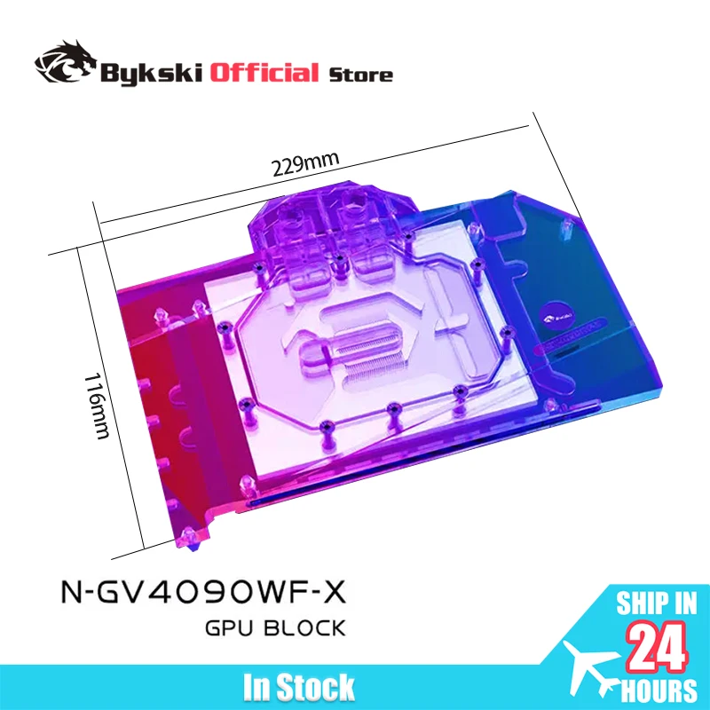 

Bykski GPU Block for GIGABYTE RTX4090 WINDFORCE 24G Graphics / Video Card Water Cooling/ T2 Red Copper Material N-GV4090WF-X