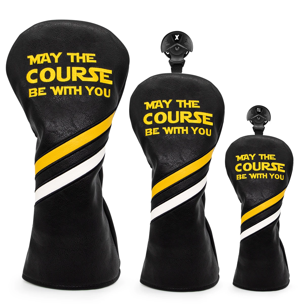 Headcovers de golfe popular motorista de golfe cabeça capa bordado couro premium motorista fairway madeira híbrido com número tags mallet