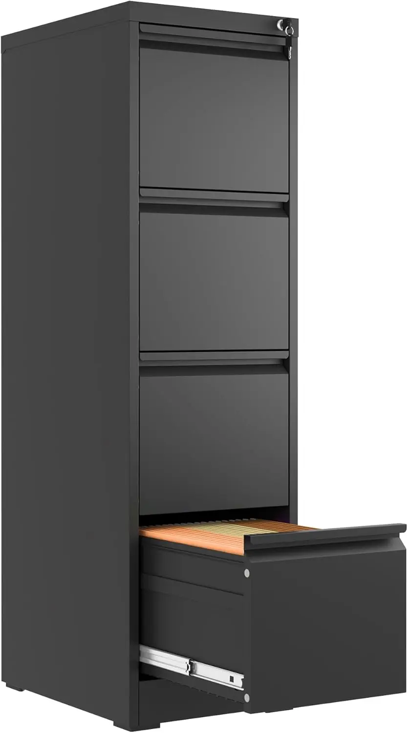 

4 Drawer File Cabinet with Lock,Metal Vertical Filing Cabinets for Home Office,Heavy Duty File Storage Cabinet