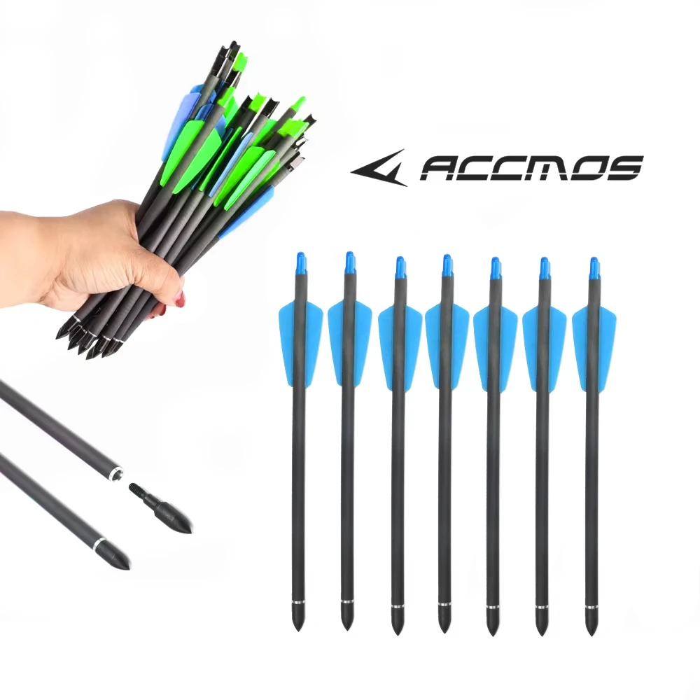 6pc/30pc 7.5 Inch Pure Carbon Short Arrows Interchangeable Heads 2 Feather Arrows Shooting Arrows