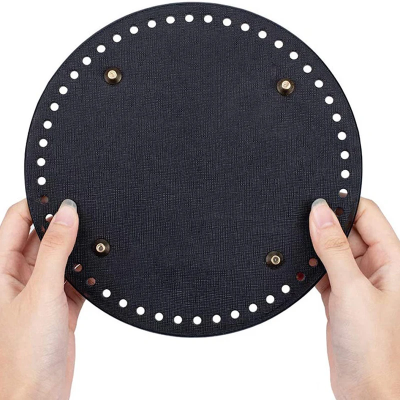 15*15cm Round Bottom For Knitted Bag PU Leather Bag Base Handmade Bottom With Holes Diy Crochet Bag Bottom Accessories