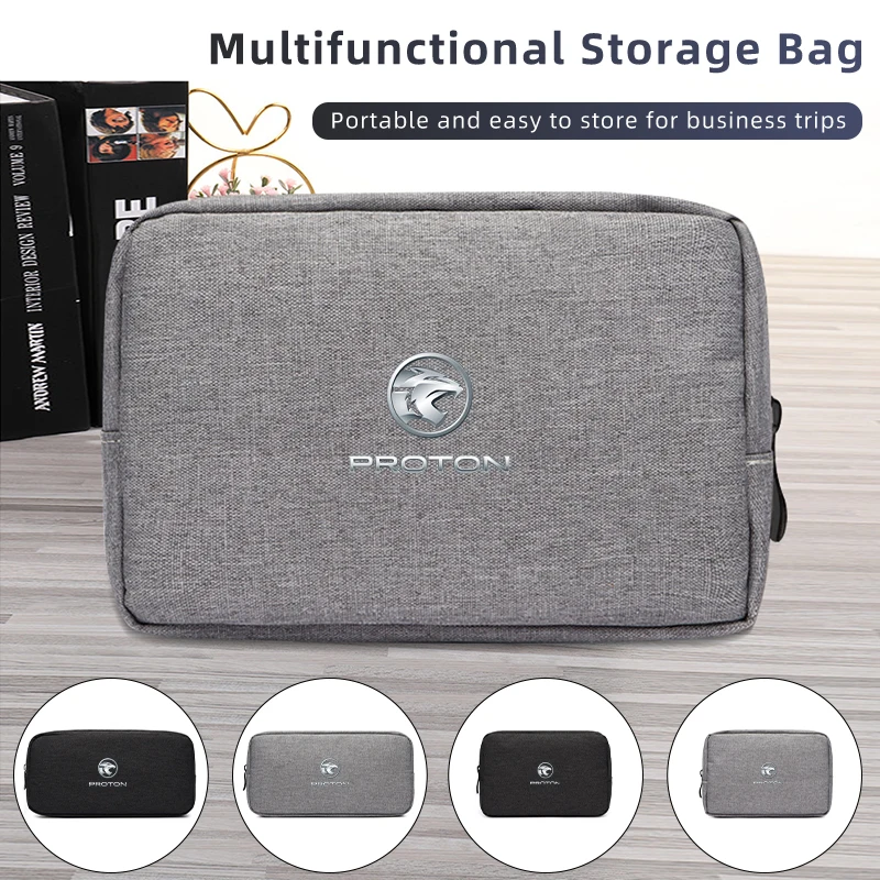 

Car Logo Digital Storage Bag Waterproof Data Cable Travel Handbag For Proton Exora Iriz R3 Wira Satria Saga X50 Magma V6 X70 L3