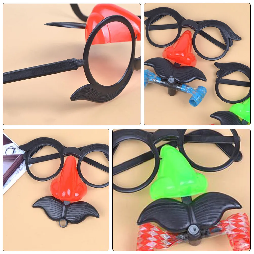 

15Pcs Funny Clown Glasses Whistle Nose Beard Party Props Light Comfortable for Festivals Disco Mardi Gras Costume