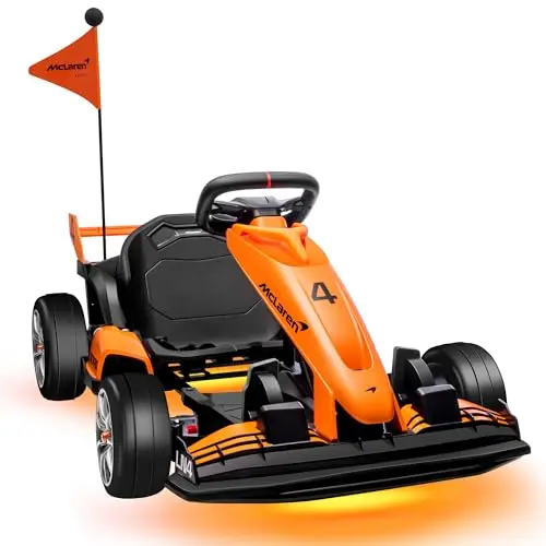 ENYOPRO 24V 7Ah Electric Go Kart for Kids, Licensed McLaren Go Cart w/3-Section Adjustable Seat, Soft Start & Brake