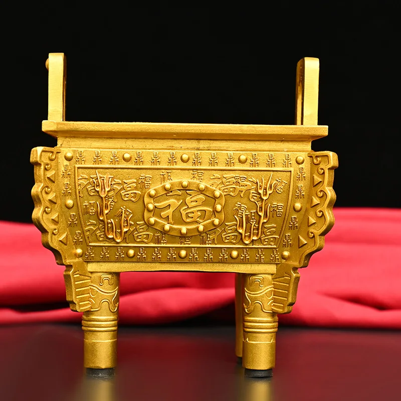 

Pure Copper Fuding Ornament Prosperous Eternal Square Treasure Incense Burner Integrity Cauldron Home Living Height 12~23CM