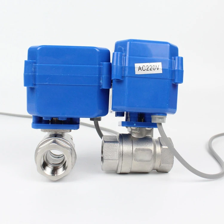 220V 24V 12V Three Wire One Two Control Two Way Stainless Steel Miniature Electric Ball Valve