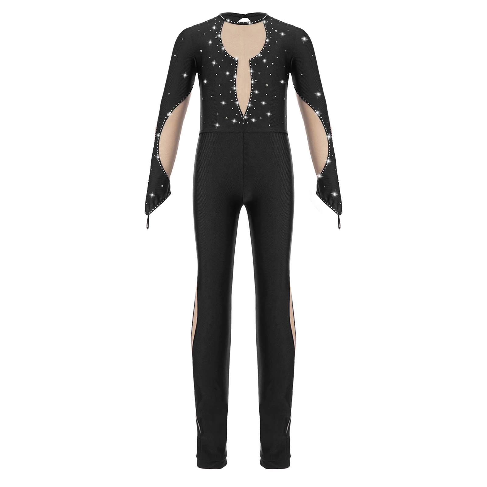 Kids Girls Ballet Dance Jumpsuit Acrobatics Gymnastics Leotards Long Sleeve Full Bodysuit Figure Skating Performance Unitards