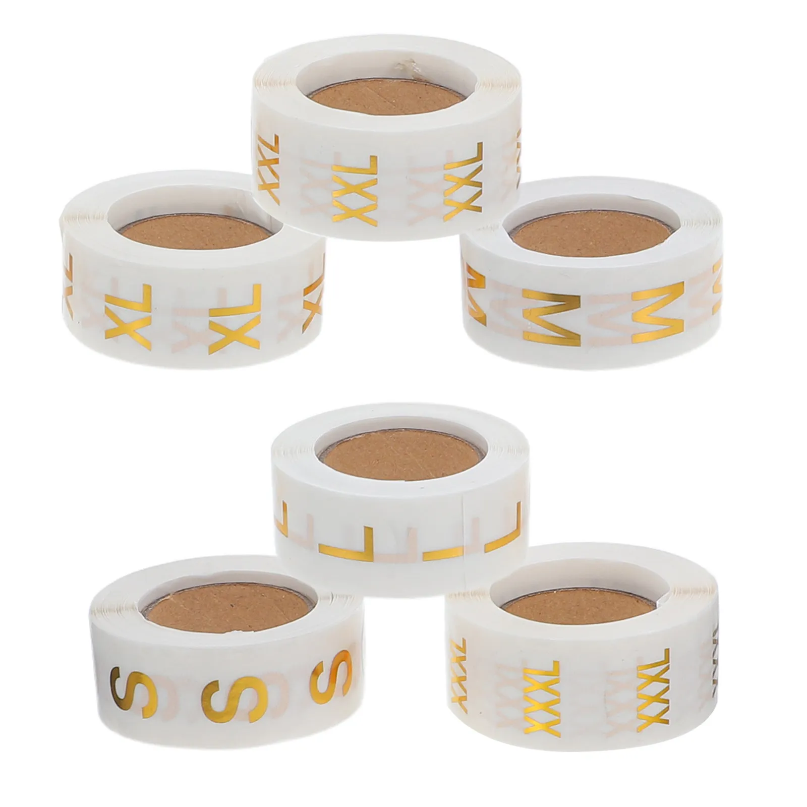 

6 Rolls Stamped Clothing Size Tags S-3Xl 20Mm Round Adhesive Labels Transparent Waterproof for Retail Apparel