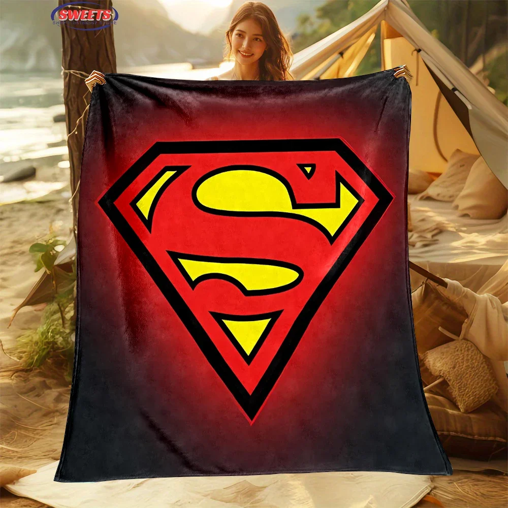 New Arrive Classic Superman Logo Blanket Sofa Bed Cover Four Season Soft Fluffy Quilt Blanket Flannel Throw Outdoor Leisure Nap