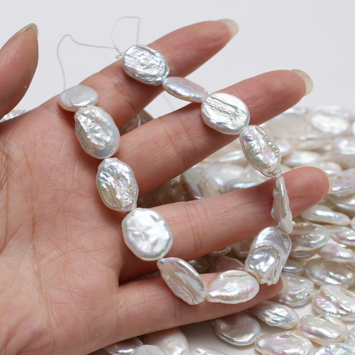 

13x18mm AAAA 18cm Natural Freshwater White Baroque Oval Pearl Bead Women Jewelry Make DIY Necklace Bracelet Accessories Wedding