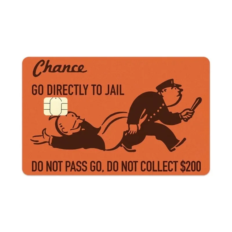 1Pc Cartoon Chance Go Directly To Jail Sticker Film Skin Cover for Credit Card Creative Debit Bank Card Protection Film