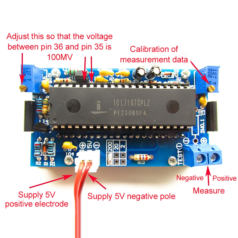 ICL7107 5V DC Digital Voltmeter DIY Electronic Kit Module High precision 5V 35mA Red Display Soldering Training Suite