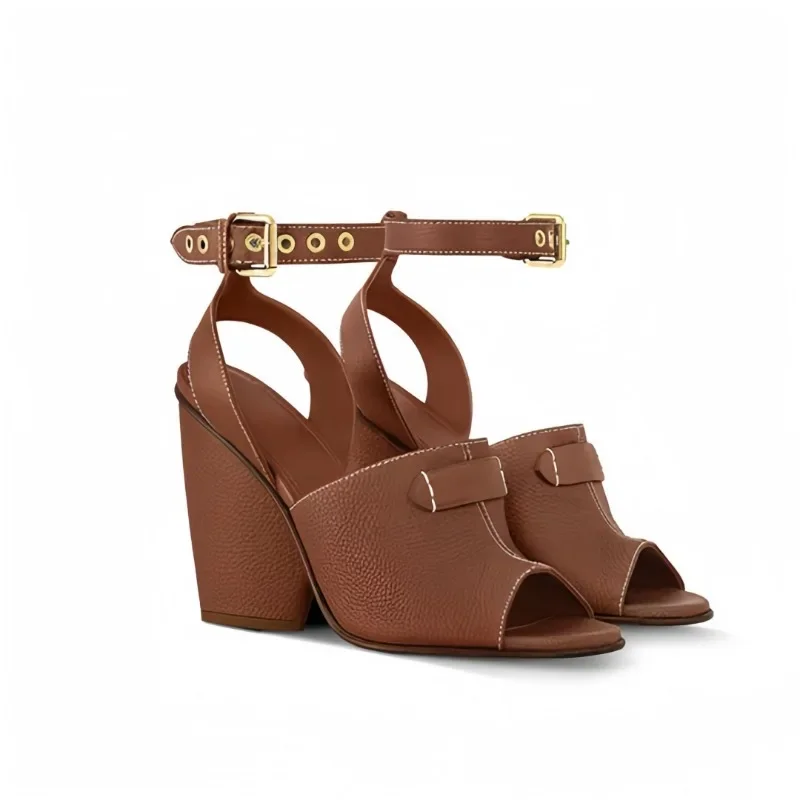 

Europeanand Americannichepersonality Fishmouthshapedhigh-heeledsandals Withwomen's Fashionback Hollow Out One Buckle Strap Shoes