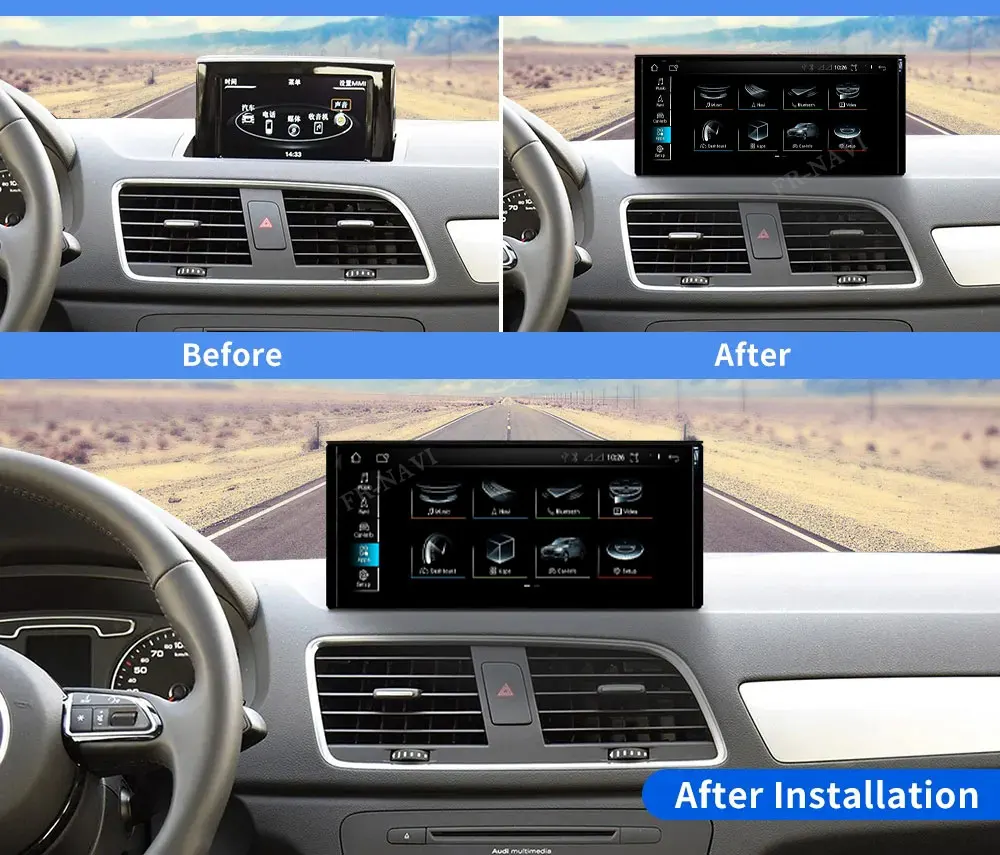 8 Core For Audi Q3 2012 - 2018 Android 14 DSP Car Stereo Multimedia Google WIFI 4G SIM IPS GPS Navi Carplay Touch Screen