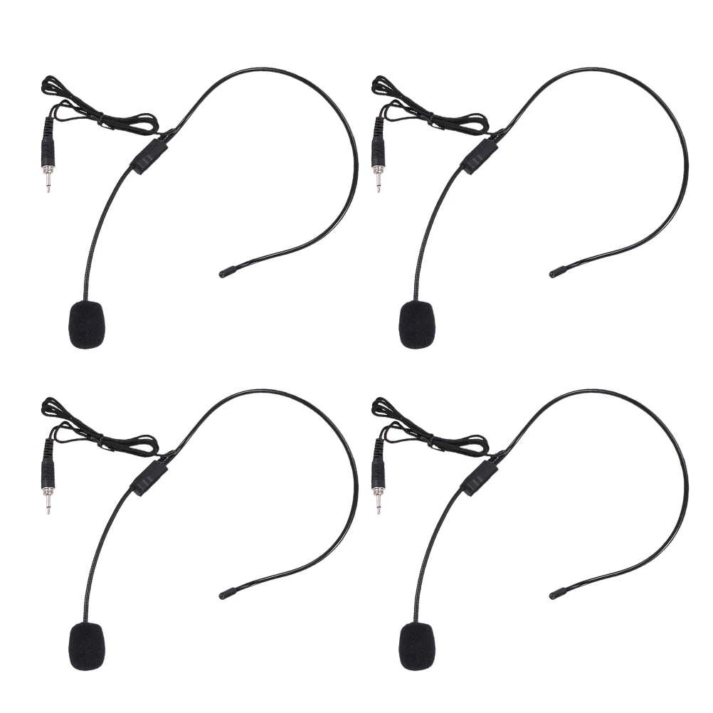 

4pcs Threaded Loudspeaker Microphone Microphone Headworn Wired Headset Black Loud Clear -way Mic Adjustable