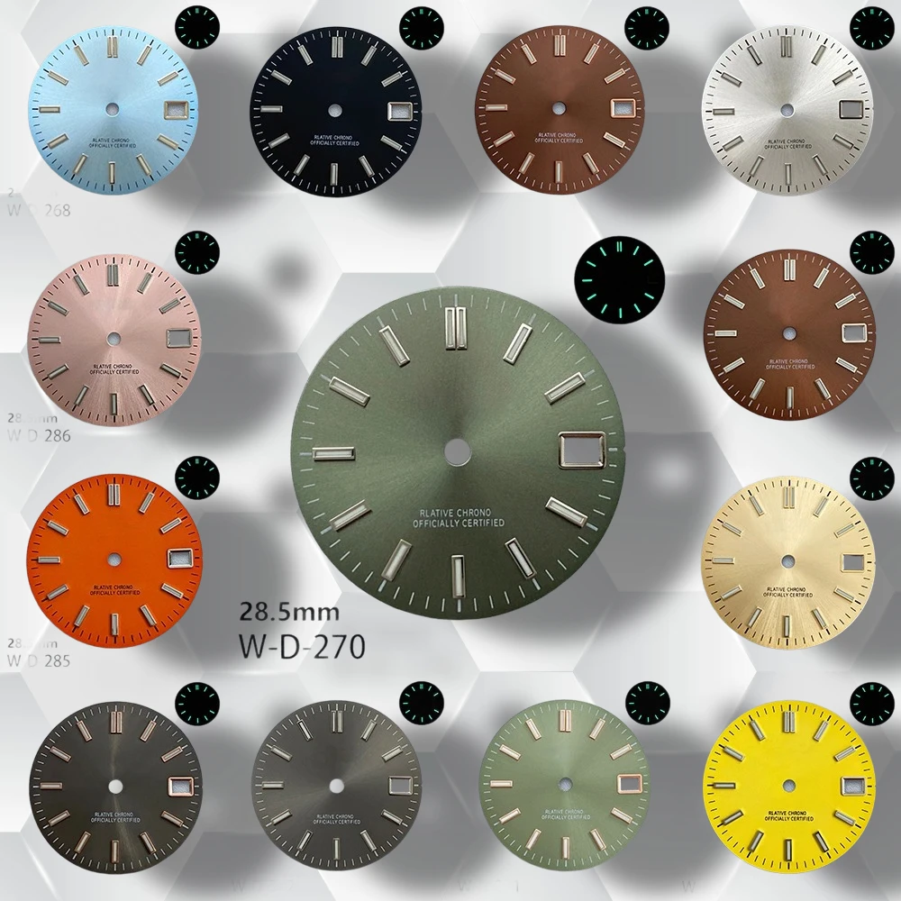 28.5mm S Logo Dial Suitable for NH35/NH36/7S/4R Japanese Movement Green Luminous High-Quality Watch Modification Accessories