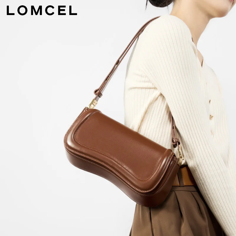 LOMCEL 52 Leather underarm tofu-shaped bag with unique and simple design, suitable for single shoulder wear, trendy and street