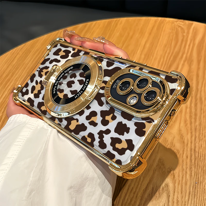 

Phone Case For OPPO A53 4G A53S A33 A5 A9 2020 A32 A31 A15 A15S A11S A18 A17 A16 A16S Leopard Print Shockproof Bracket Cover