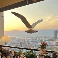 Nordic Wooden Fly Seagull Bird Hanging Flying Craft Art Creative Ornament Home Living Room Decoration Kawaii Kids Gift