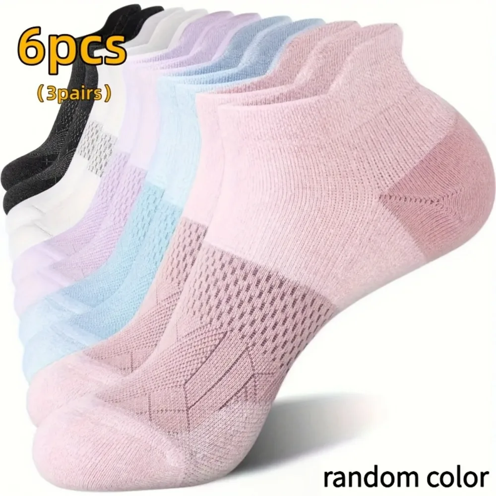 6pairs Women's Compression Ankle Socks Arch Support Low Cut Athletic Socks Moisture Wicking Breathable Fabric