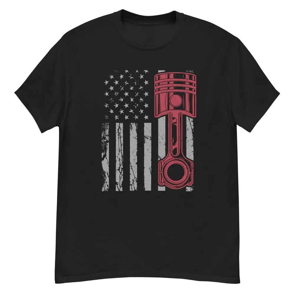 Vintage American Flag Muscle Car Mechanic T-Shirt Gift idea for Car Guy Fanatic