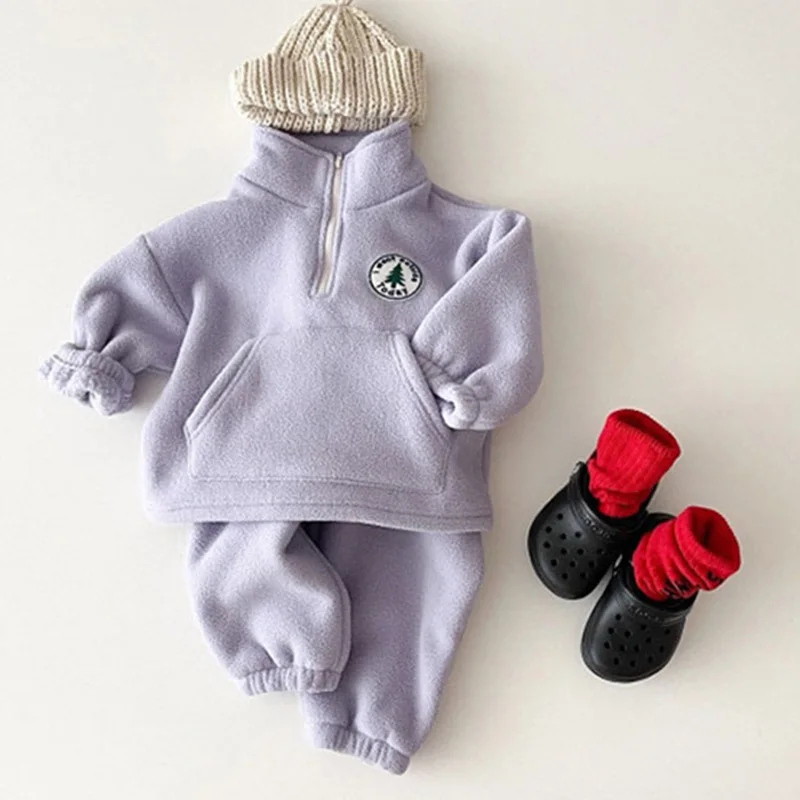 Baby Girls Boys Clothing Sets Kids Clothes Suit Long Sleeve Pullover Tops+ Pant Autumn Winter Children Thicken Sweatshirt