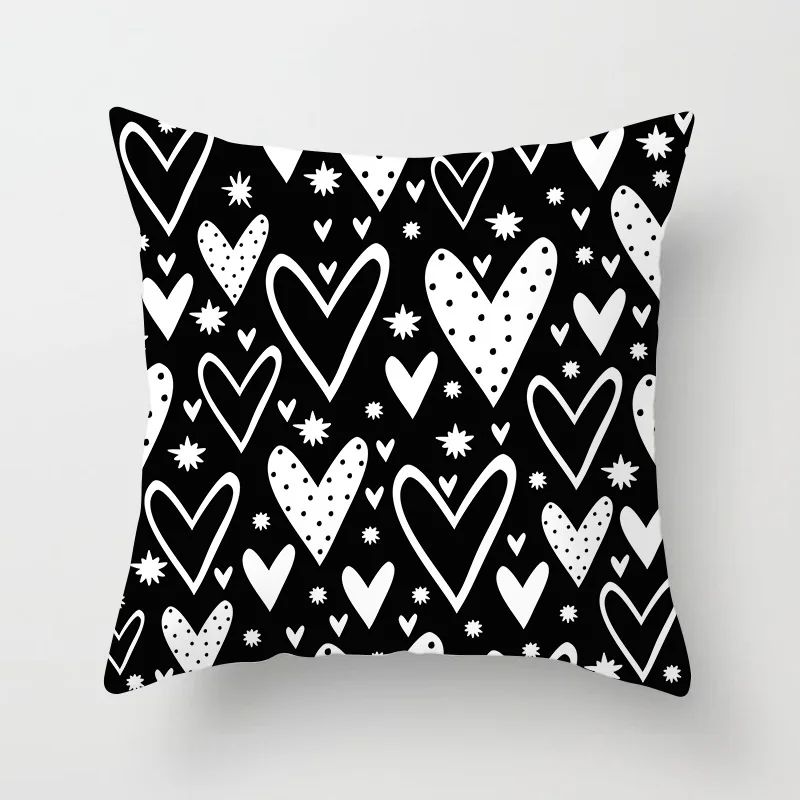 Geometric Cushion Cover Black and White Pillow Case Cover Striped Dotted Pillowcase Grid Triangular Geometry Cushion Cover