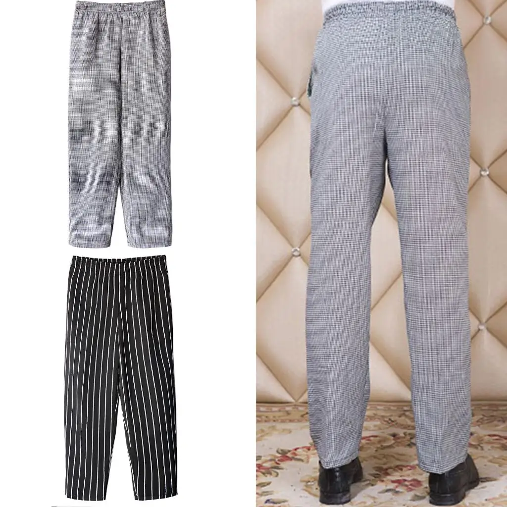 Baggy Chef Pants for Restaurant Kitchen Unisex Cotton Blend Work Trousers Drawstring Waist with Pockets