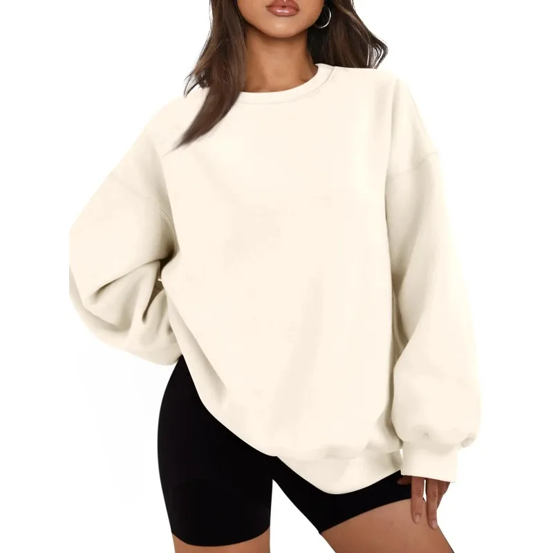 

Свободные однотонные женские хлопковые худи, повседневные осенне-зимние флисовые свитшоты, оверсайз пуловеры с круглым вырезом, топы-худи для пар, унисекс