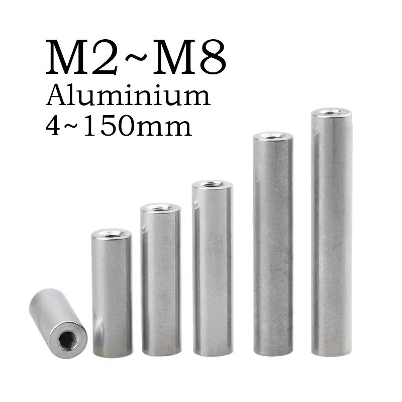 Aluminum Round Threaded Sleeve M2 M3 M4 M5 M6 M8 Threaded Sleeve Stud Standoff Long Nuts for RC Multirotors,Standoff Spacers