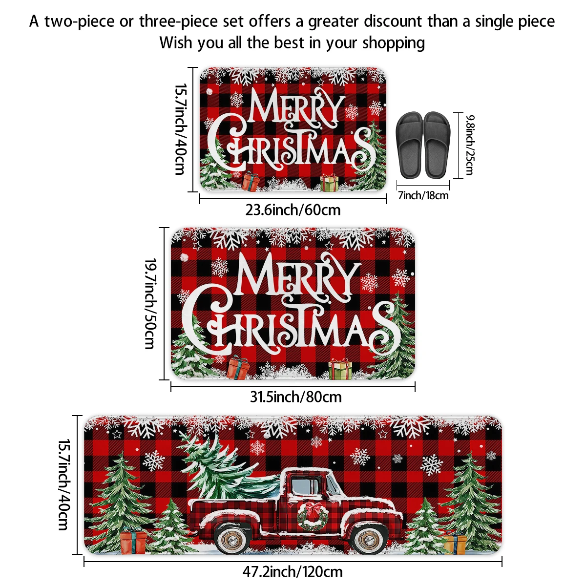 1/2/3 pçs decoração de cozinha de natal tapete retro caminhão árvore de natal design anti deslizamento macio flanela tapete