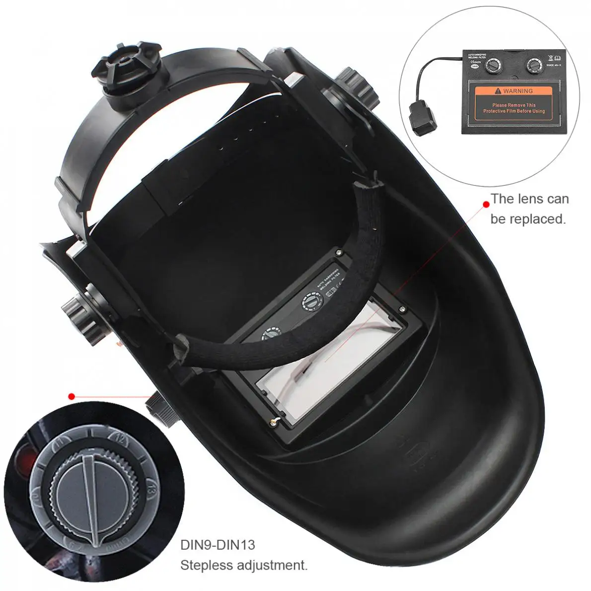 Solar Automatic Welding Helmet Auto Darkening Electrical Weld Mask Head-Mounted Goggles Light Filter Protective Welding Cap