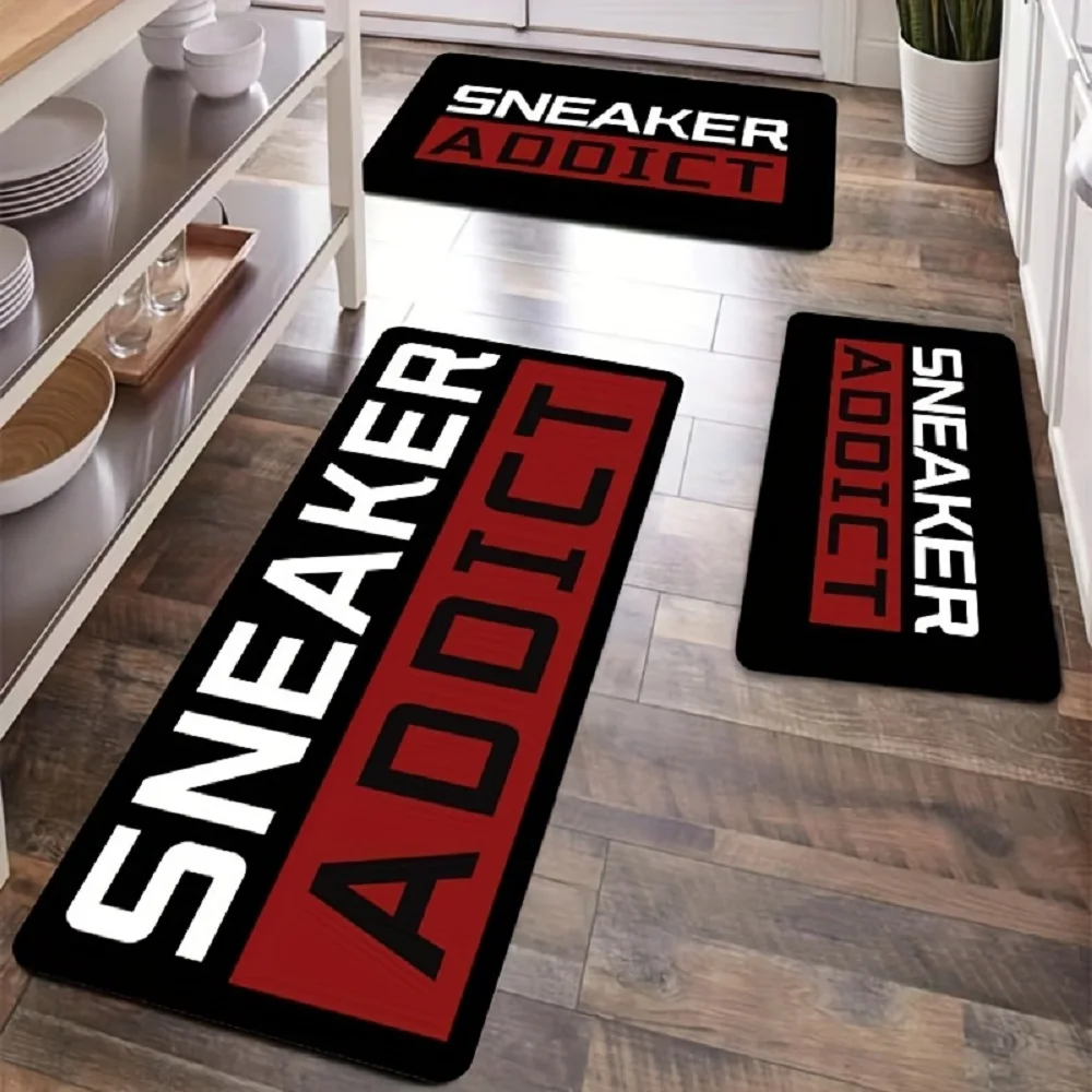 Sneaker Addict Letters Kitchen Mat Carpet for Bedroom Living Room Hallway Sofa Area Rug Anti-slip Long Strip Home Decoration
