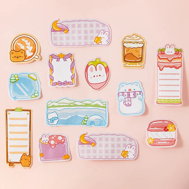 Notas adhesivas de combinación creativa de dibujos animados, Bloc de notas de alto valor, lindo, notas adhesivas N veces, postes de mensajes decorativos estacionarios