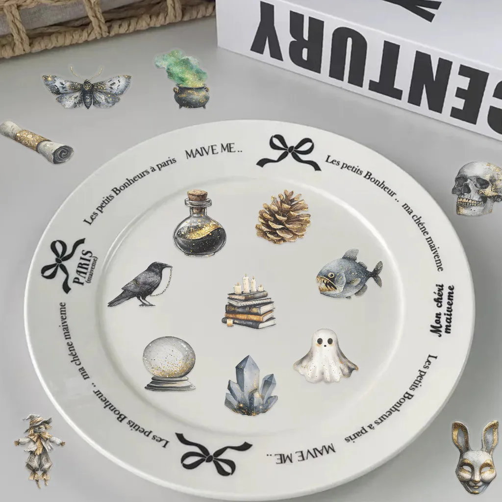 50 قطعة من ملصقات الهالوين المائية الرجعية - شارات زخرفية مقاومة للماء للحيوانات الأليفة لحافظات الهاتف التي تصنعها بنفسك لتسجيل متجر YourLife #6