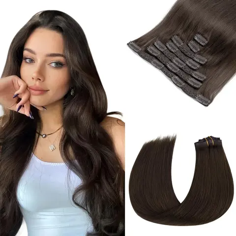 120G Clip in Hair Extension Human Hair Real Natural Machine Remy Clip in Extensions Double Weft 7PCS Clip Ins For Add Volume