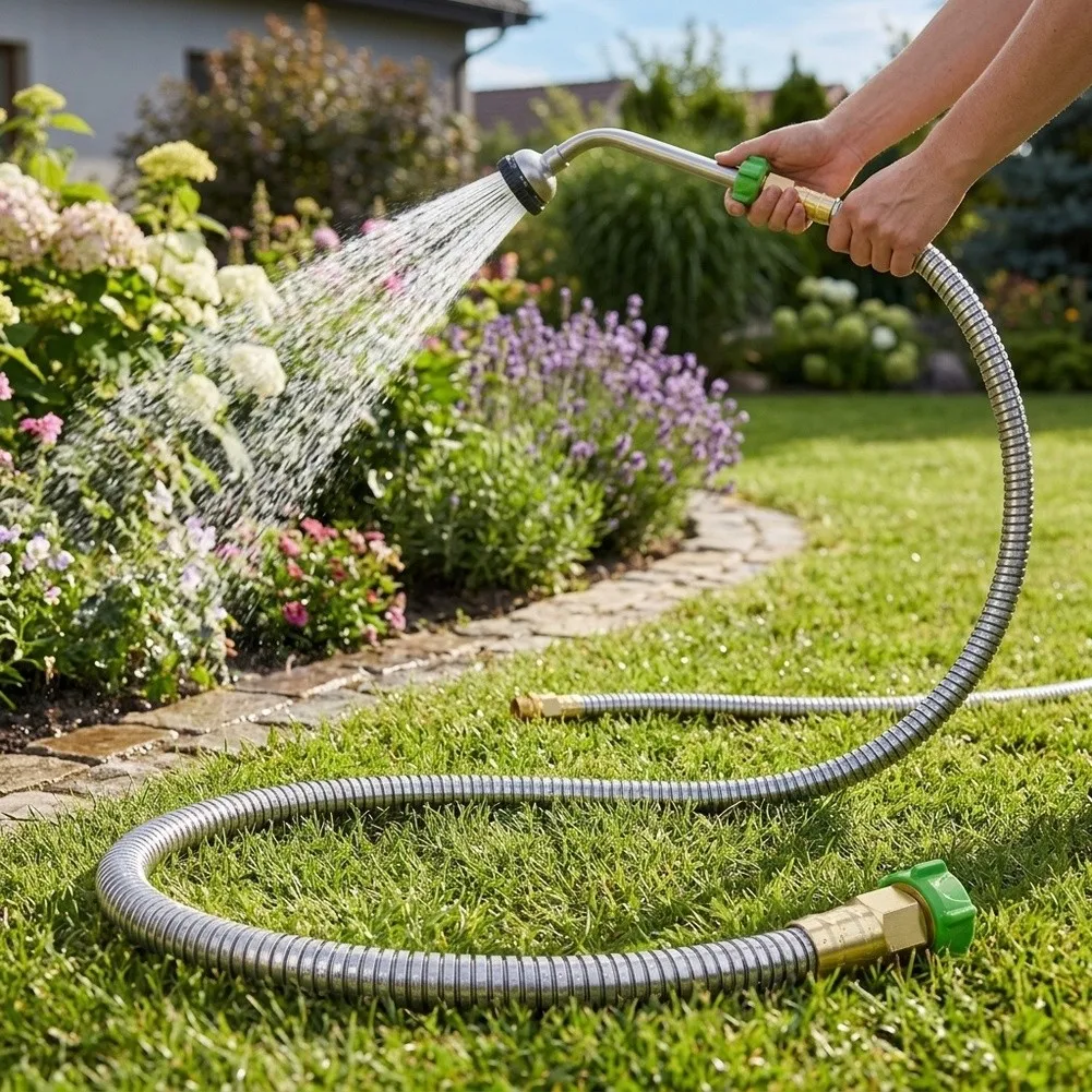 Leak-Resistant For Hose Extension Connector with 3/8 Inch ID 5/8 Inch OD Brass Fittings for Garden Applications