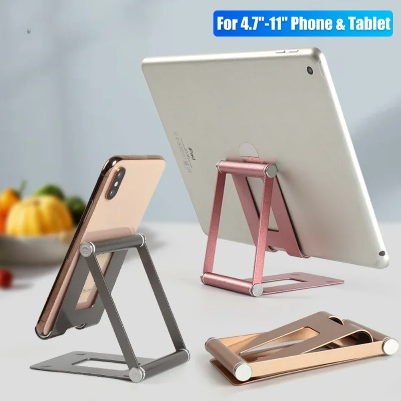 Aluminum Portable iPad Stand Compatible 4.7-11 Inch Tablet Phone Holder For Xiaomi Samsung Adjustable Desktop Phone Tablet Stand