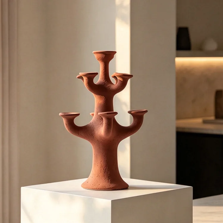 Wabi Sabi antique special-shaped candlestick ornament B & B living room entrance desktop atmosphere candlestick