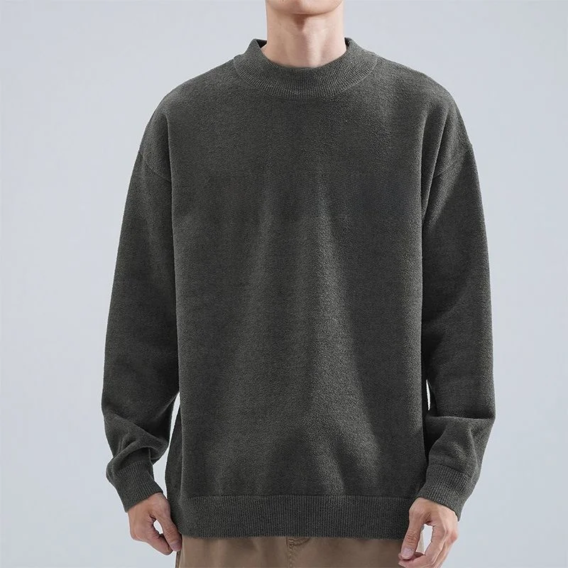 เสื้อสเวตเตอร์ไหมพรมถักทรงหลวมสำหรับผู้ชาย แบรนด์ Studio Men's Thiened รุ่น Winter Knitted เหมาะสำหรับใส่ลำลองในฤดูใบไม้ร่วง ผลิตจากเส้นใยโพลีเอสเตอร์