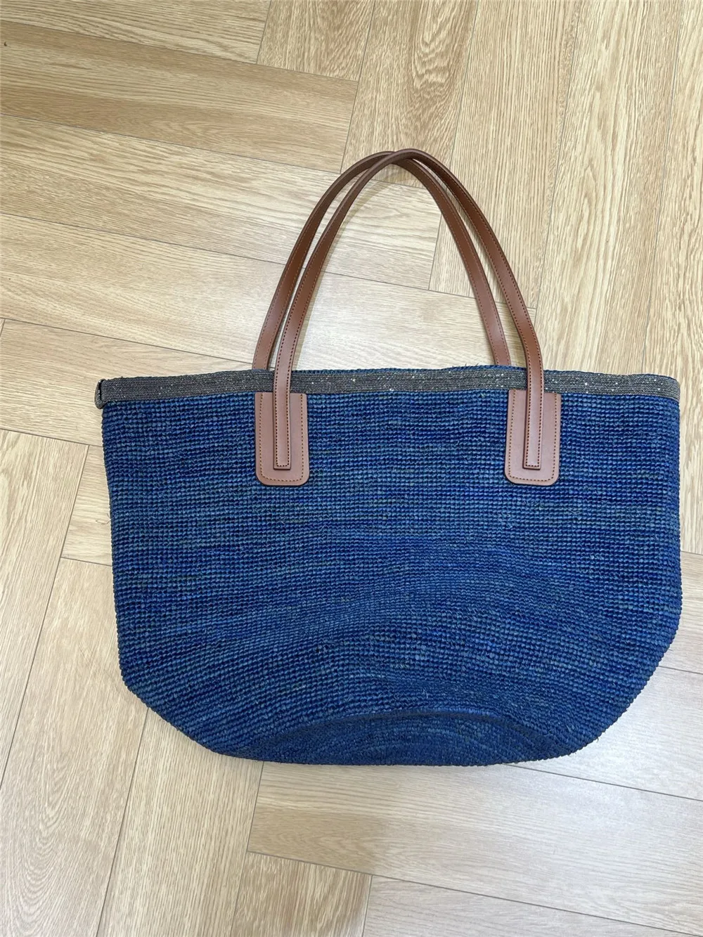 

Модная женская сумка-тоут с бисерной цепочкой, ручной работы, большая вместимость, для повседневного использования