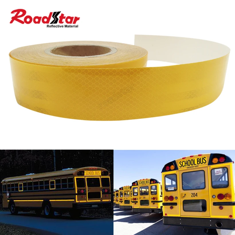 Roadstar 5CM x 45.7M nastro riflettente adesivo decalcomania decorazione pellicola adesivi moto di sicurezza su scuolabus