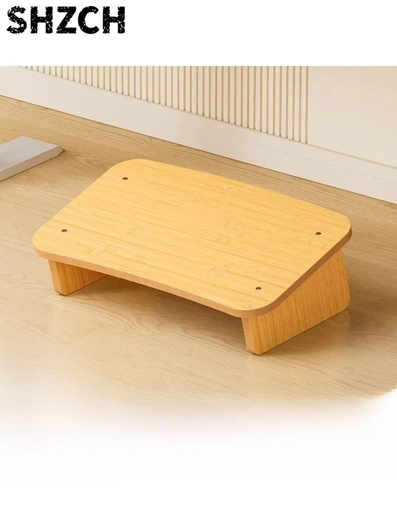 Office Footrest Pad Anti-Lift Leg Rest Desk underneath Foot Pedal Ergonomic Footstool Long Rectangle Surface Wood Column