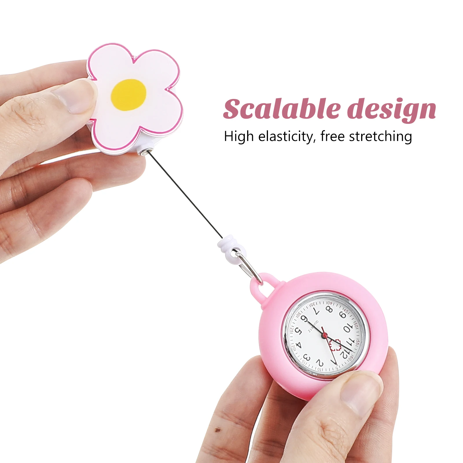 

Nurse Pocket Watch Small Hanging Portable Clear Numbers Accurate Timekeeping Telescopic Fob Keyring Colorful Work Use Nurse