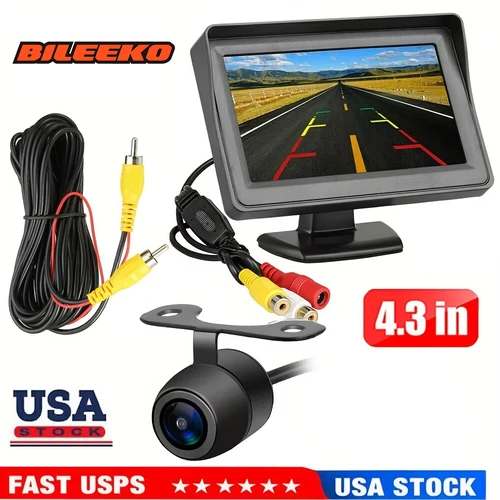 ✨ ¡Amplia compatibilidad! Bileeko 4,3"" DIY TFT LCD Monitor Vista trasera Cámara de respaldo inverso Ajuste 🔥